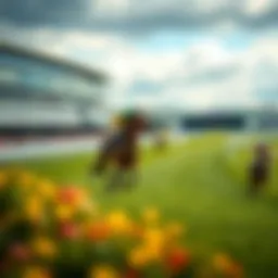 A panoramic view of Cheltenham racecourse during a vibrant race day